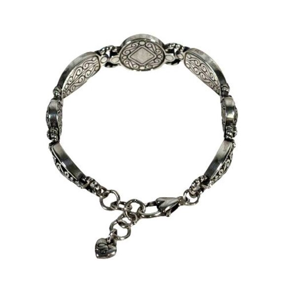 BRIGHTON Deco Lace Bracelet Silver Plated w/Cubic Zirconia Stones/ Rhinestones - Picture 2 of 16
